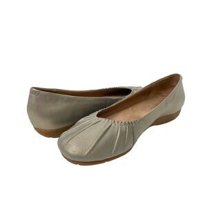 Abeo NARROW Taylin Neutral Gold Shimmer Metallic Leather Round Toe Ballet Flats